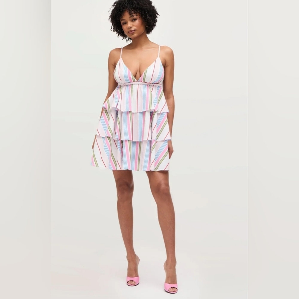 Hill House The Gigi Dress In Rainbow Stripe - Picture 1 of 5